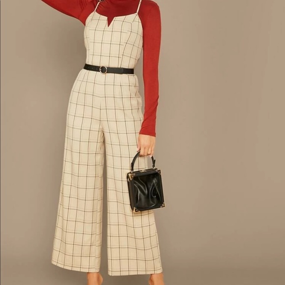 LAST ONE SALE Grid Print Wide Leg Jumpsuit - Picture 2 of 7